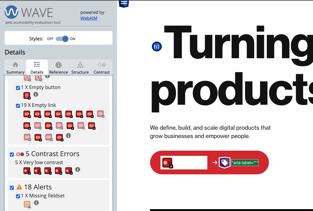 WAVE tool details