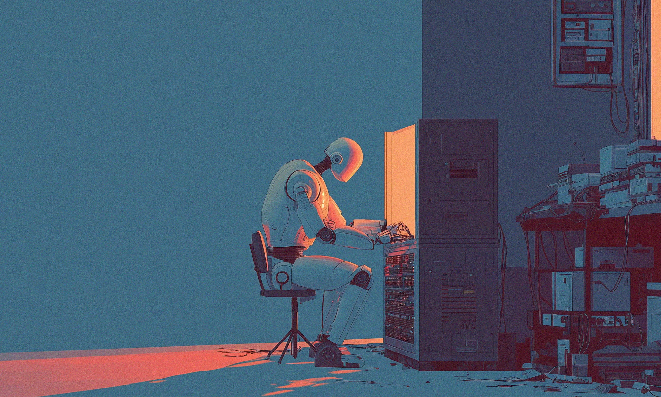 GPU server rack in a dark blue data centre environment, representing self-hosted AI model inference infrastructure